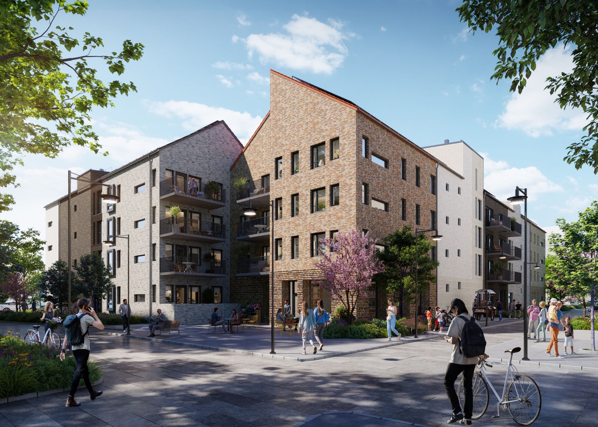Illustration över torg i nya Selma Stad med flera nya hus. Illustration över torg i nya Selma Stad med flera nya hus.